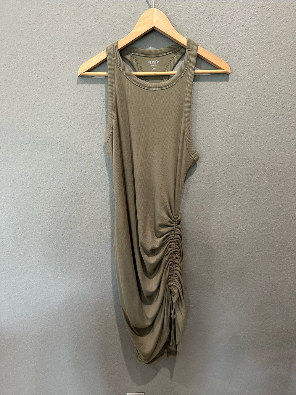 Old navy ribbed ruched athletic ultra lite dress with racer back Sz M EUC